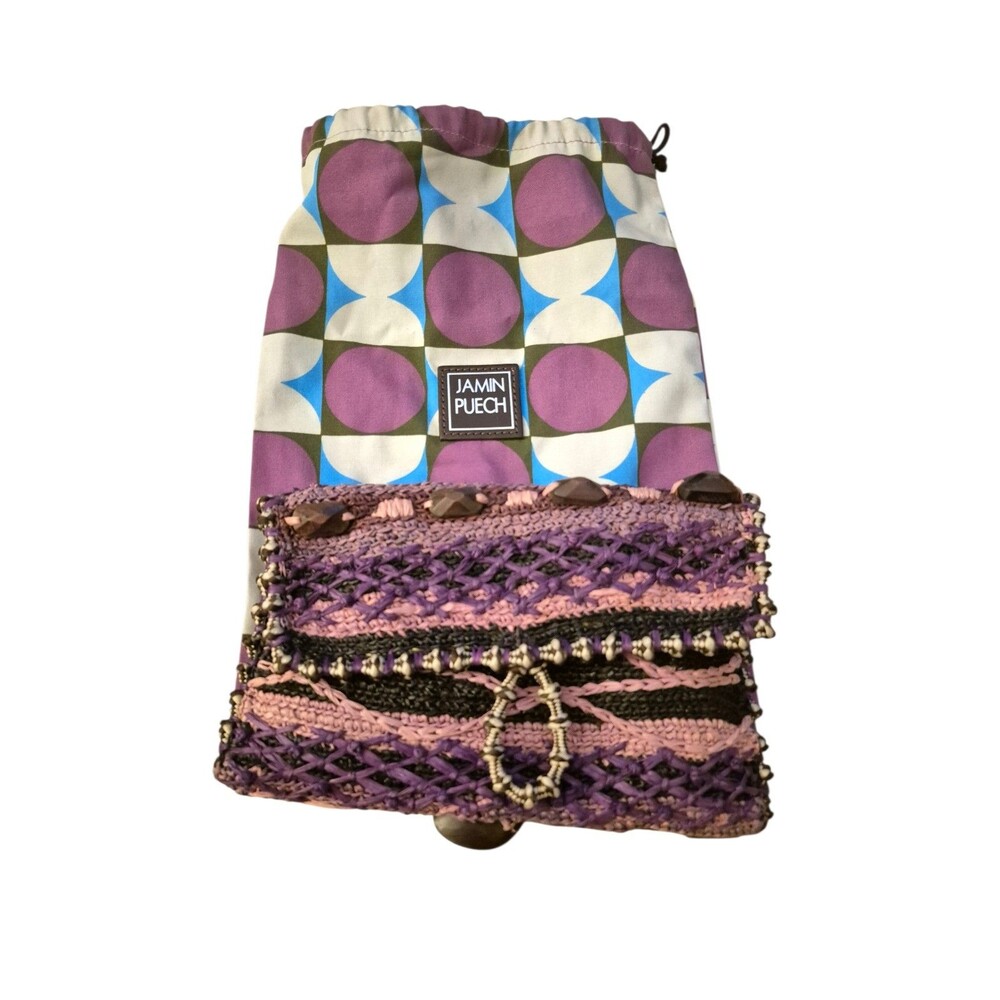 Jamin Puech Vintage Woven Clutch with Dust Bag Purple